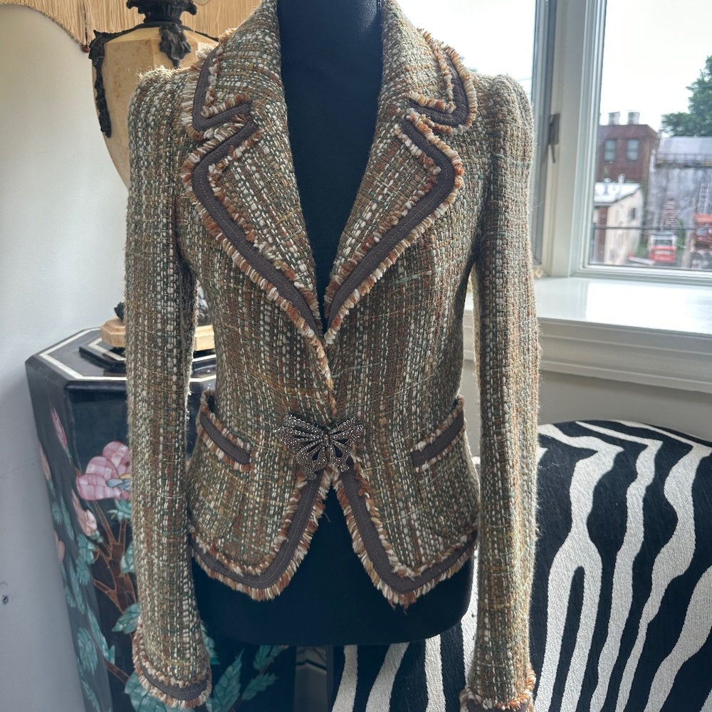 Vintage Tweed Fitted Blazer